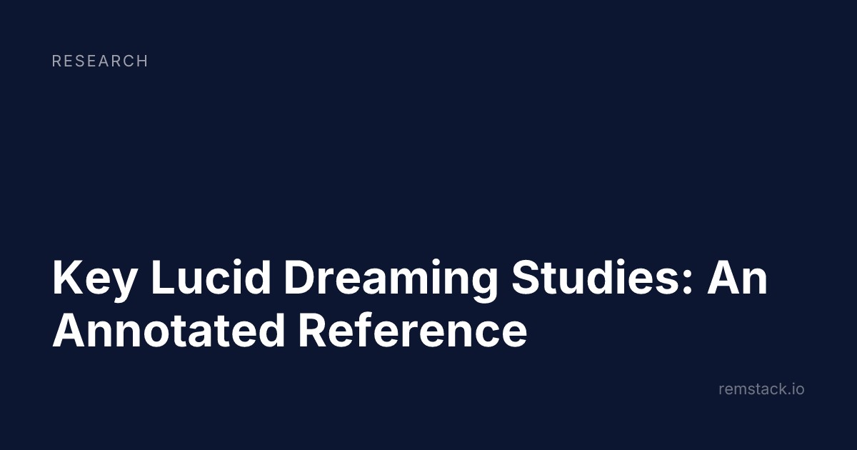 Key Lucid Dreaming Studies: An Annotated Reference